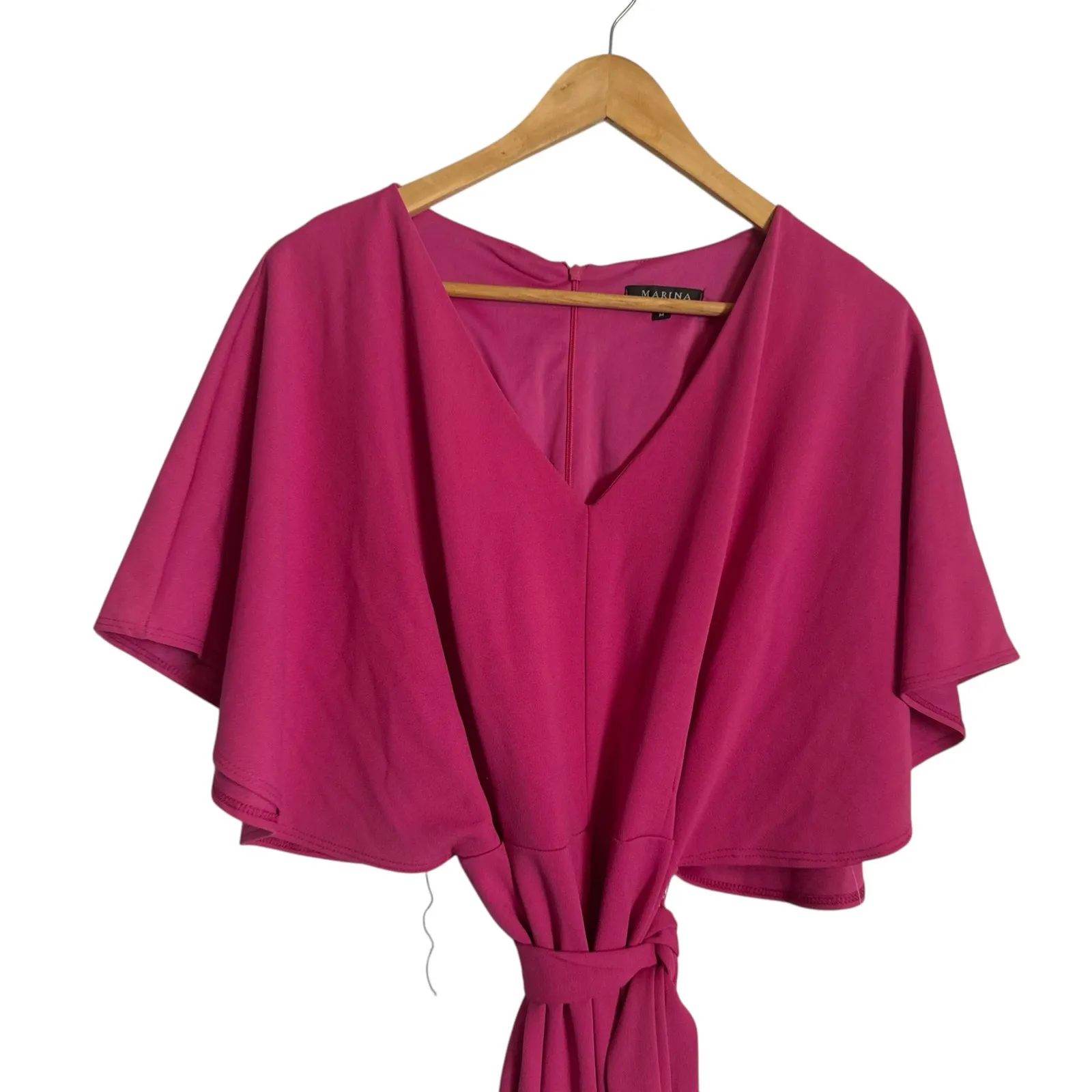Marina Hot Pink Belted Tie Waist Kimono Short Sleeve V - Image 5