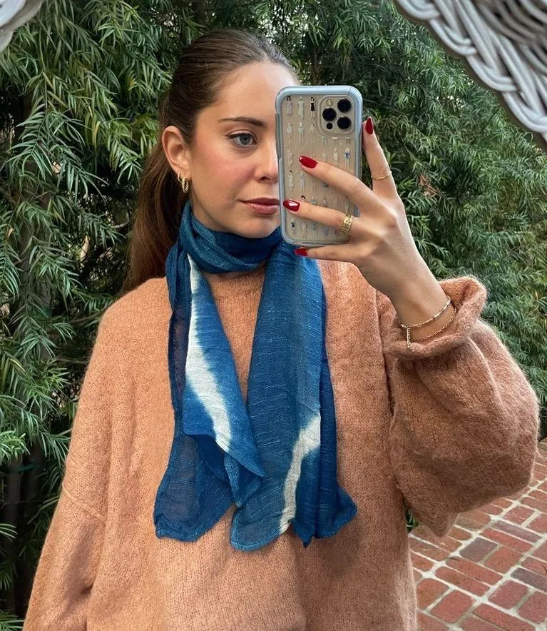 Blue boho tie dye scarf - Image 3