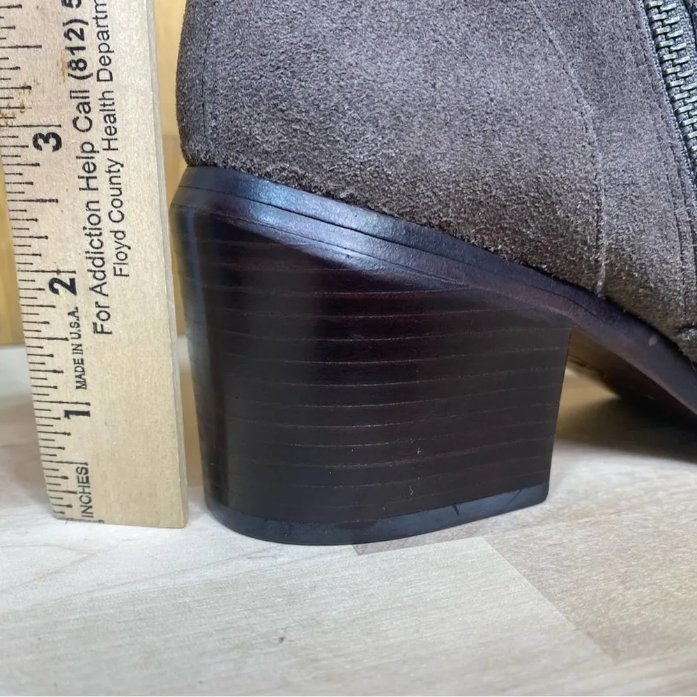 All Saints Jason Buckle Heeled Ankle Boots Dark Gray Suede 38 - Image 8