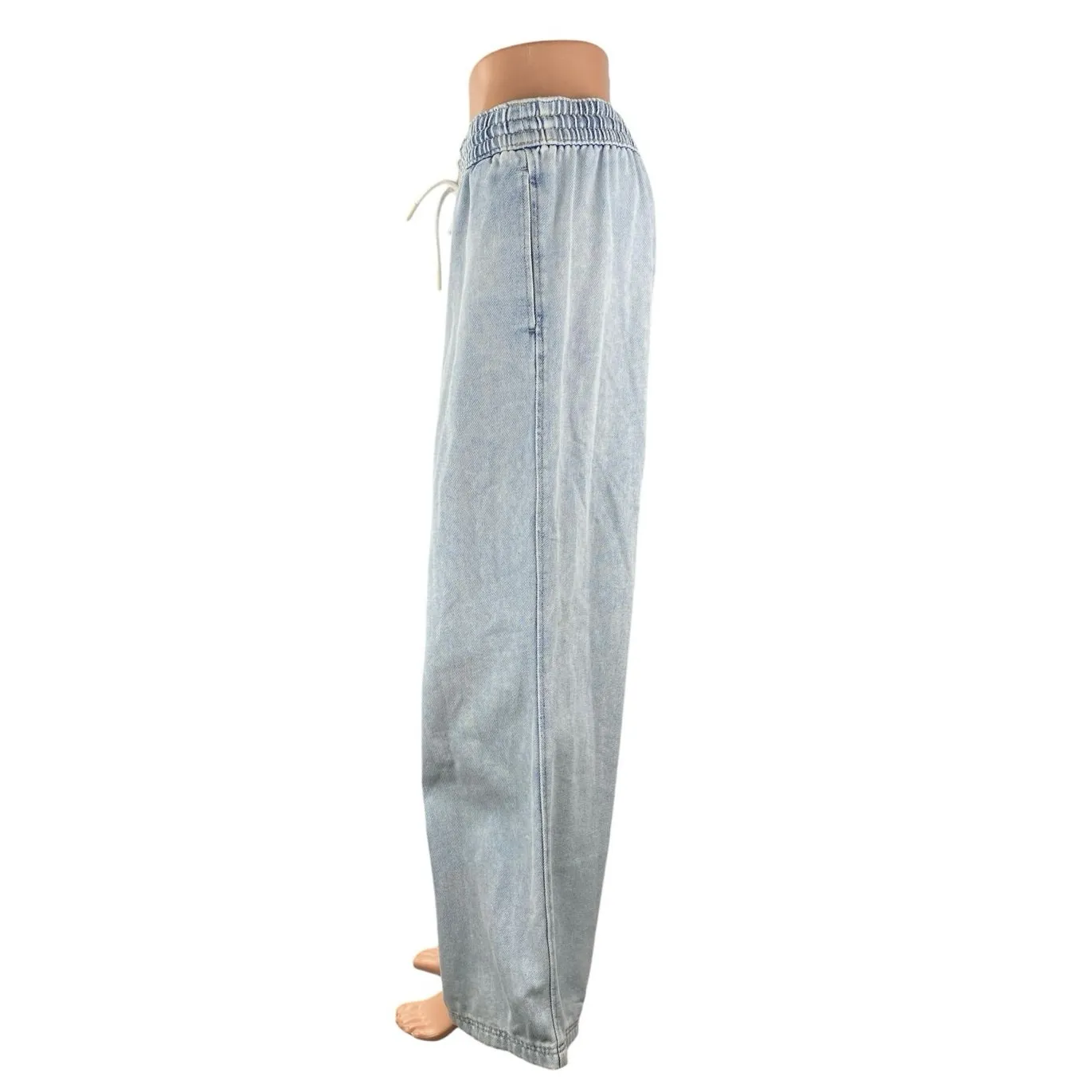 H&M Divided Women's Blue Light Wash High Rise Baggy Wide Leg Denim Jeans Size S - Image 2