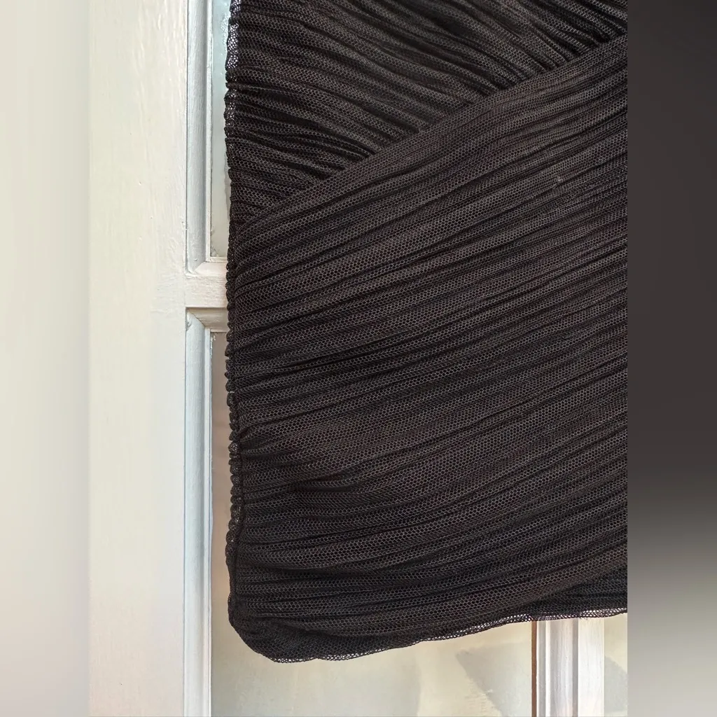 BCBGMAXAZRIA Black Organza Tulle Mesh Crossover Bodycon Goth Punk Skirt Size S - Image 4