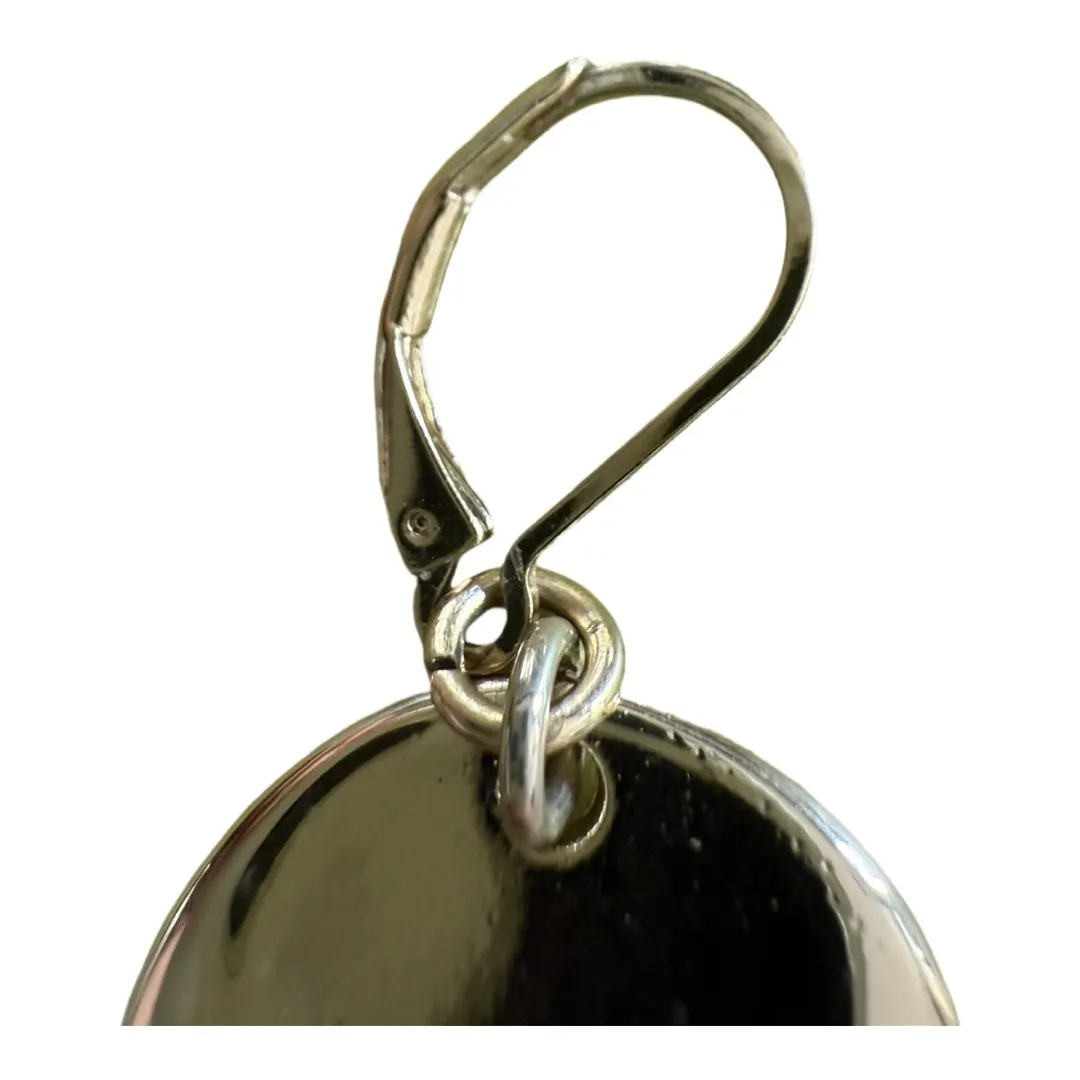 Gold Circle Coin Style Dangle Earrings Minimalist Clean Girl Aesthetic - Image 3