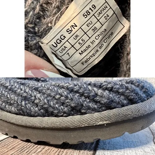 UGG Australia Cardy III Knit Button Foldable Blue Boot 7 Lamb Fleece‎ Shearling - Image 9