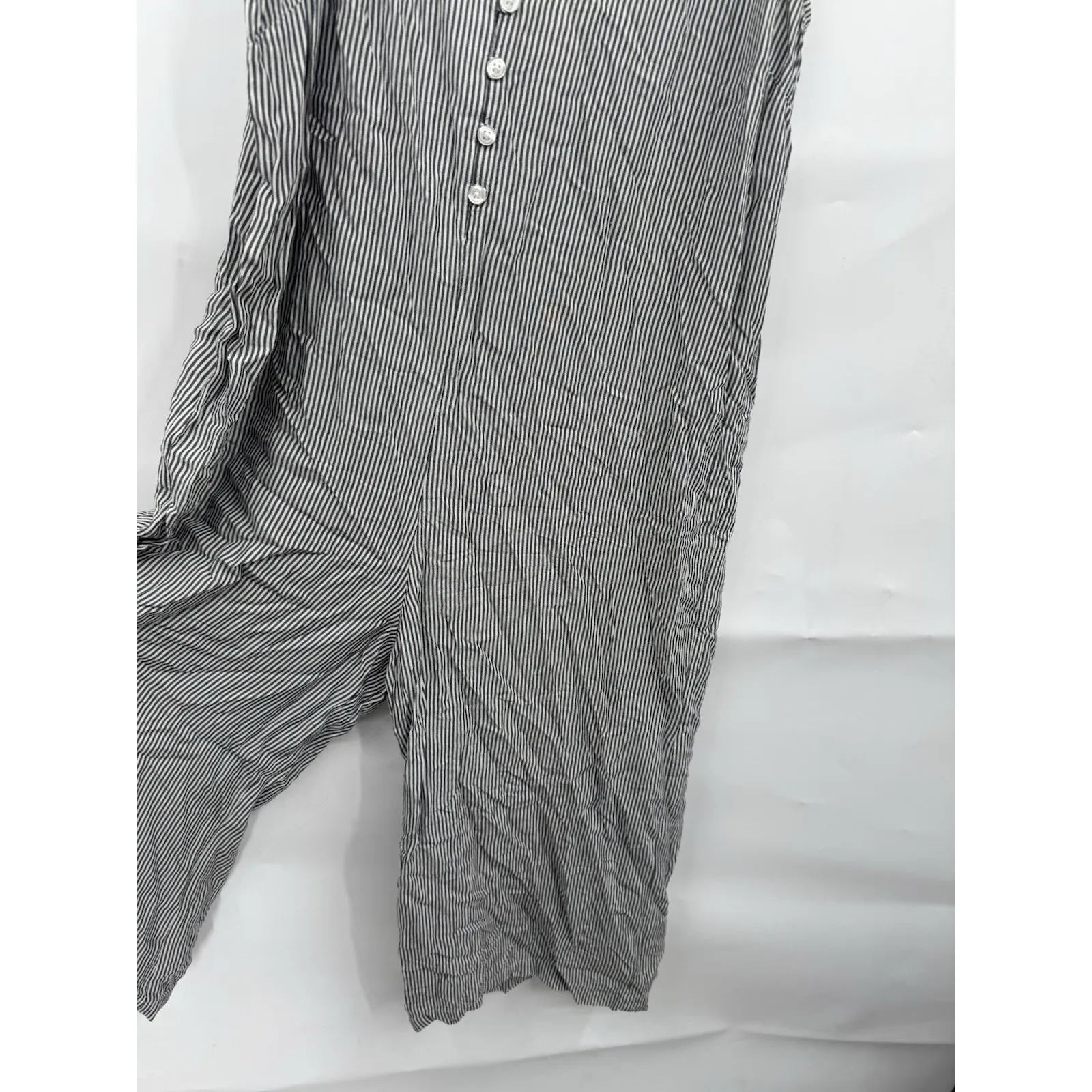 Cloth & Stone Striped Lightweight Jumpsuit Women Small Grey Beach Oversize Coast - Image 6