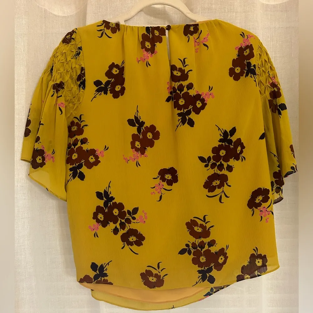 Madewell Pleated Yellow Gold Floral Cascade Top in Retro Bouquet - Image 8