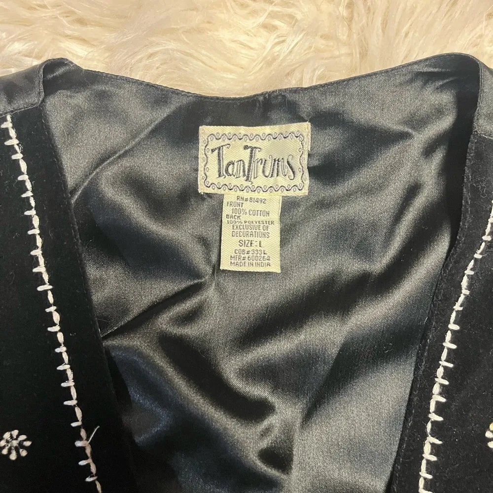 TanTrums Womens Vest Winter Snowman Snowflake Snow Embroidered Size L Black Size L - Image 5