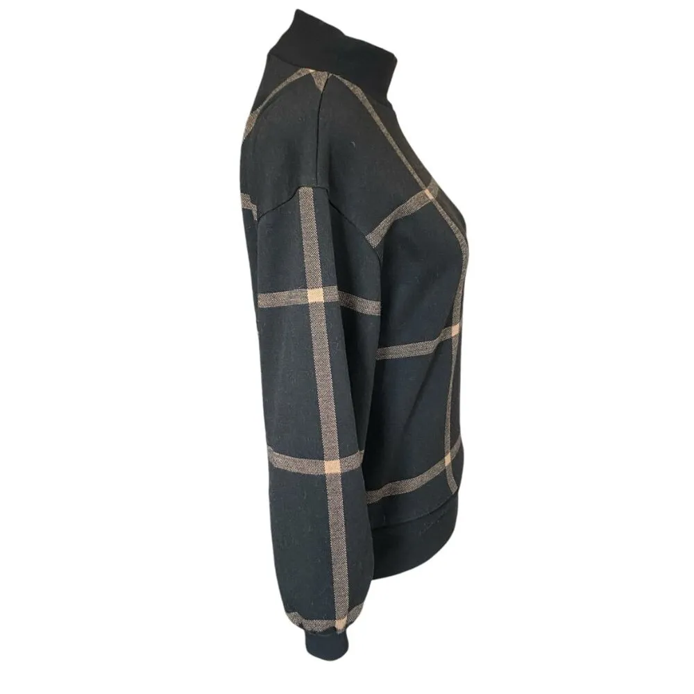 women's size XXSP black and tan long sleeve high collar sweater top - Image 3