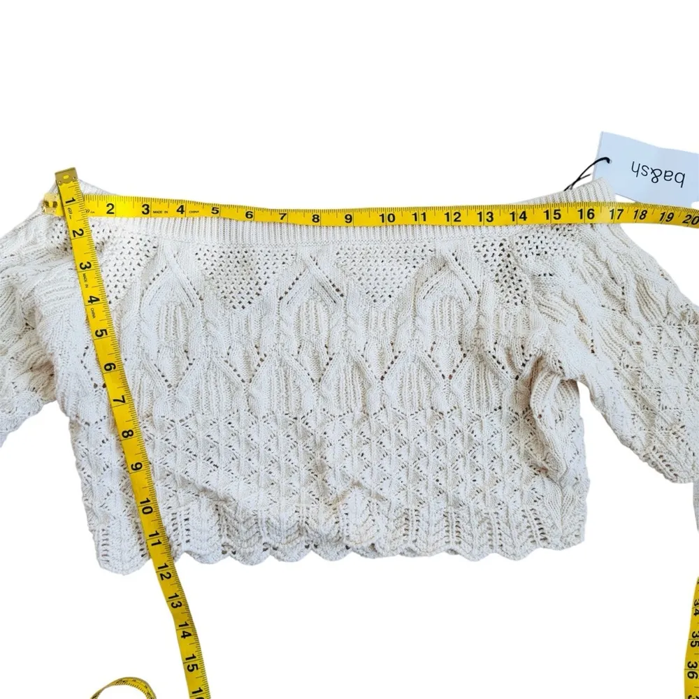 Ba&sh Paris 100% cotton Jensen Cropped knit Sweater in cream NEW - Image 10