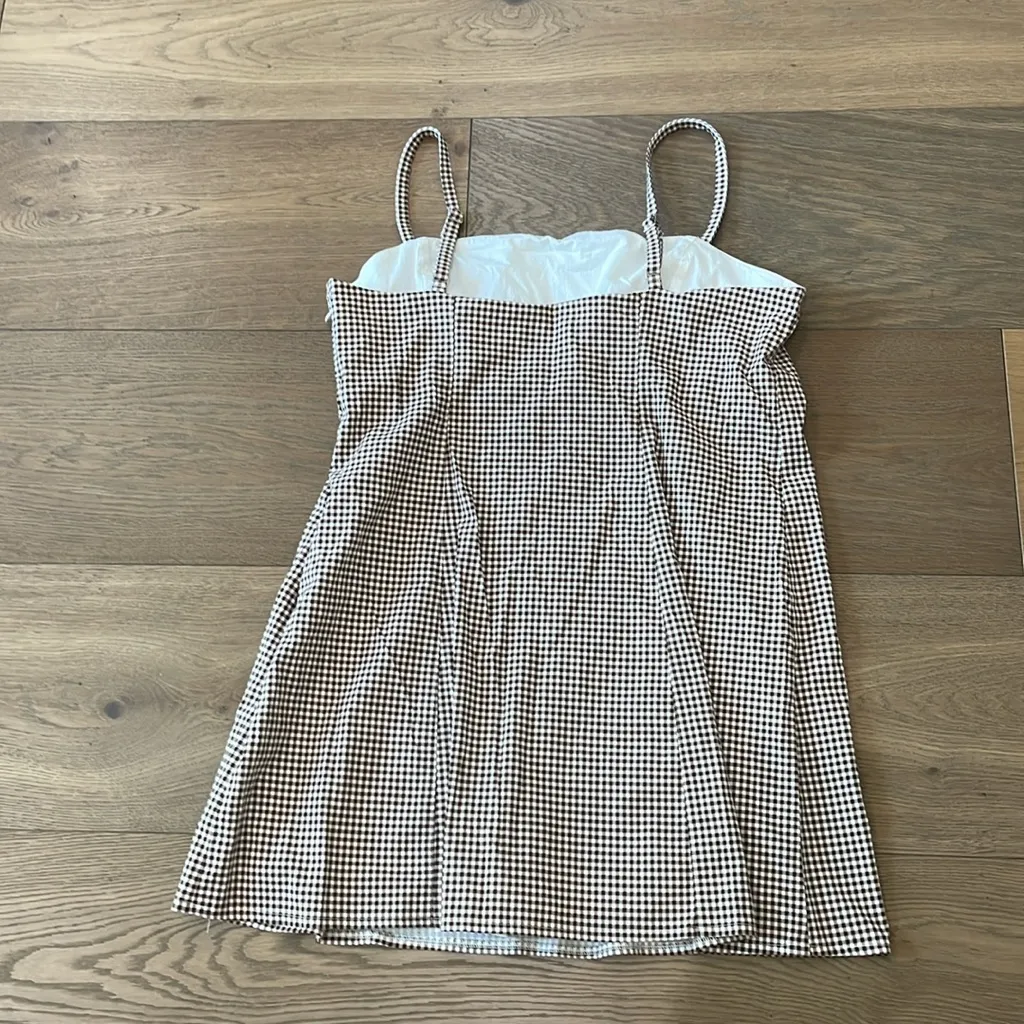 Abercrombie & Fitch Bra-Free Everyday Skort Dress In Brown Gingham Size XL NWT - Image 13