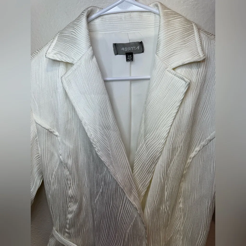 Anthropologie‎ 4SI3NNA Lorenzo Short-Sleeve Belted Blazer Dress in White Size XS - Image 7