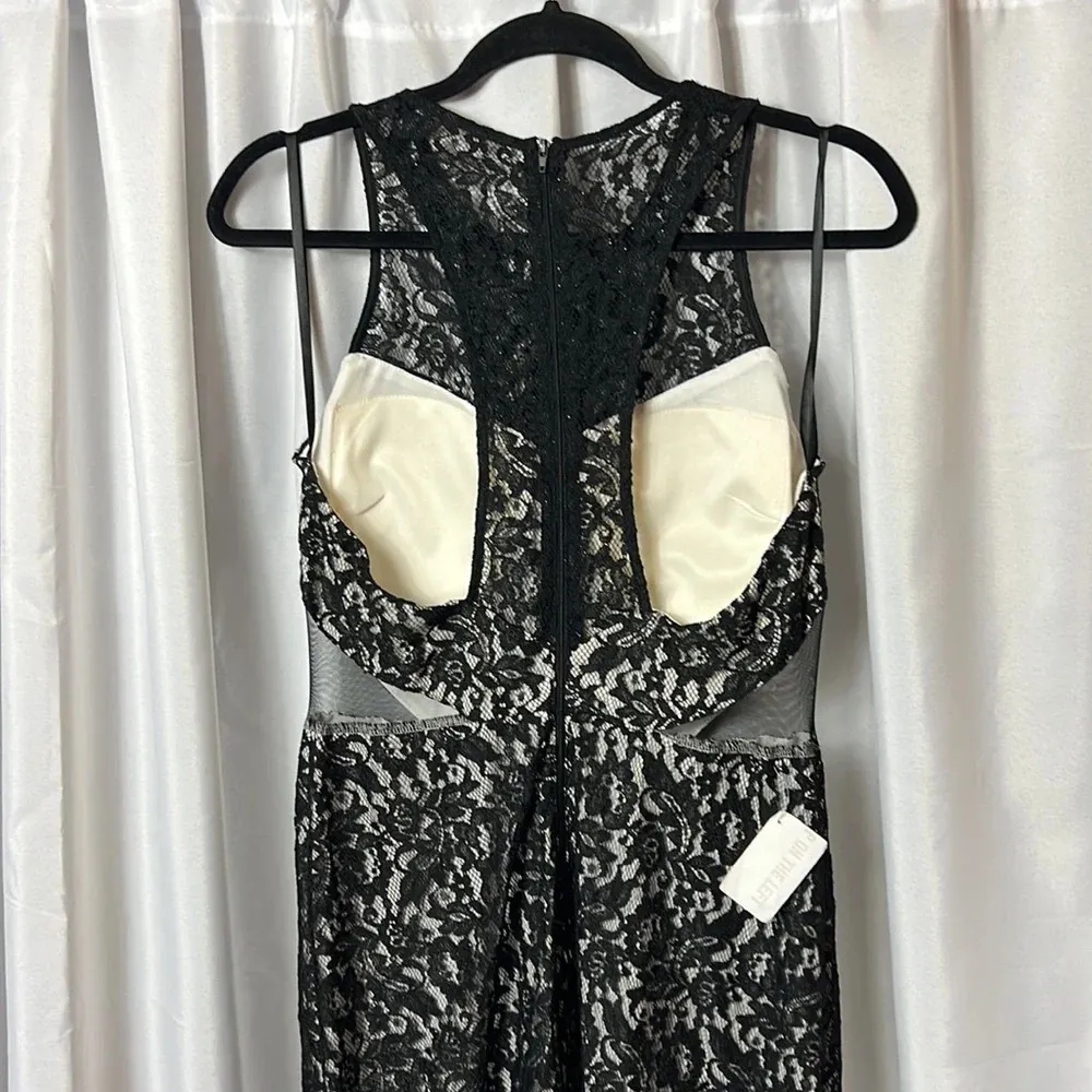 Sequin Hearts Dress Formal Black Lace Sheer Sides Size 15 Juniors Prom Long NWT - Image 8