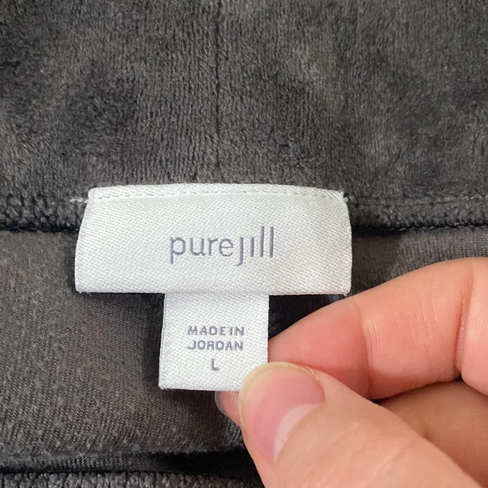 J Jill Pure Jill crushed velour full leg straight pants in grey size L Gray Size L - Image 8