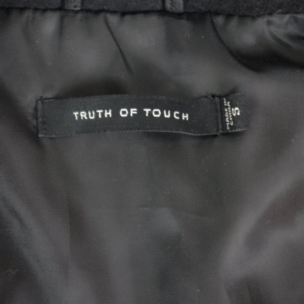 Lamb Leather & Wool Blend Moto Style Jacket by Truth Of Touch Small Black - Image 2