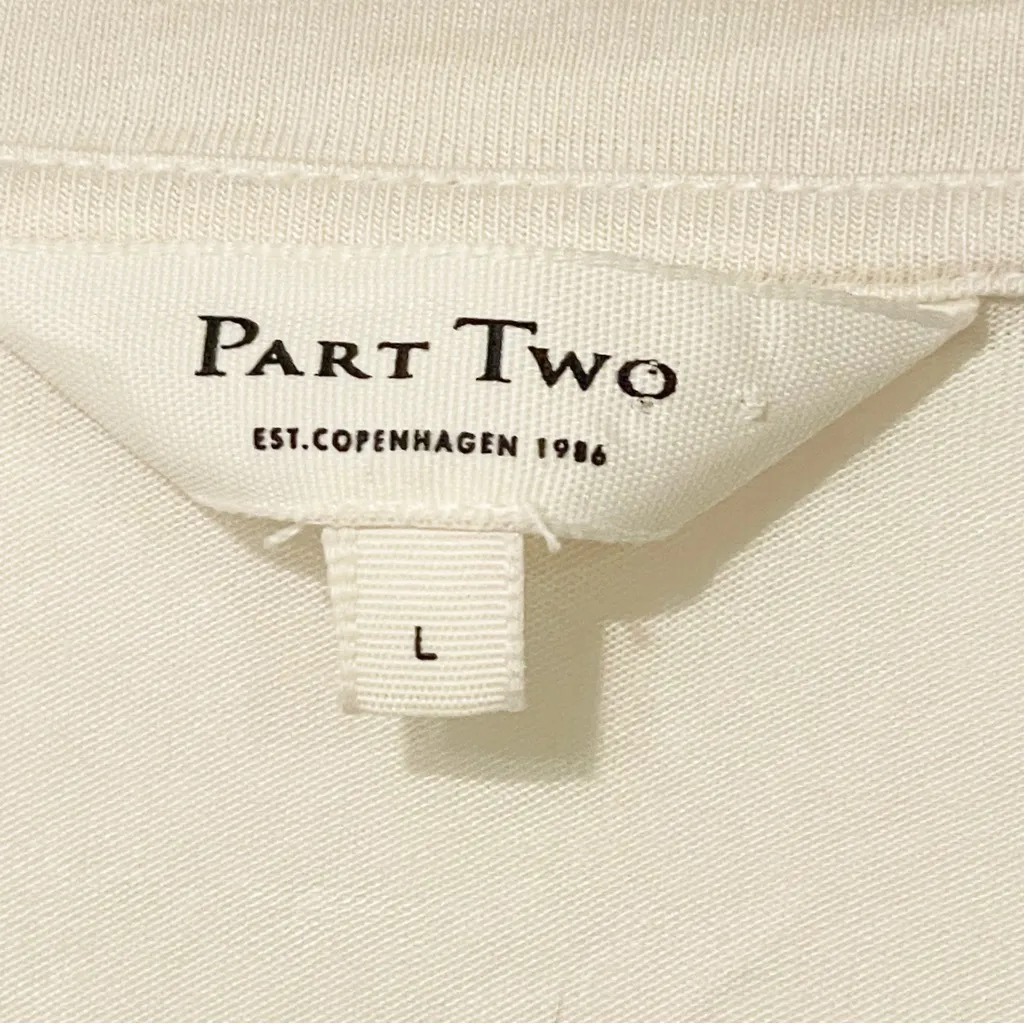 Part Two Women’s Size Large Cream Wrap‎ Tie Waist Long Sleeve Deep V Top - Image 3