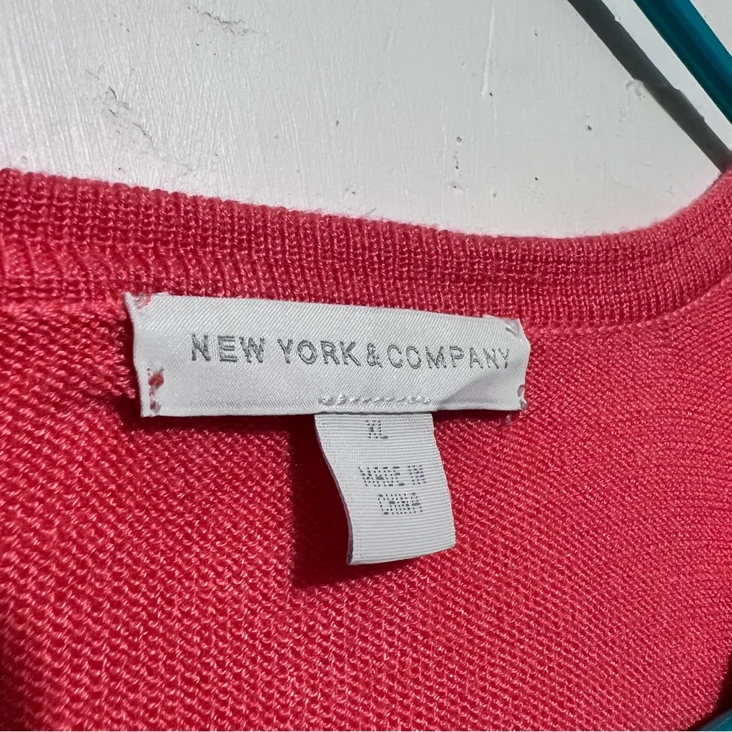 New York & Company sweater Soft red cardigan with button XL :Box 0013: - Image 6
