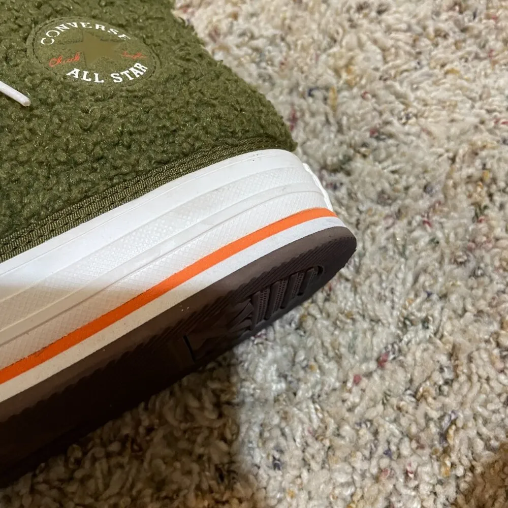 Converse Sherpa EVA Platform High Top Sneakers Dark Moss Bold Mandarin Y4.5/W6.5 - Image 13