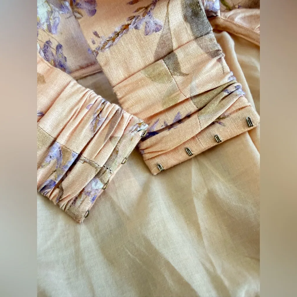 Zimmermann Rosa Bralette Linen Floral Midi Dress Lilac Wisteria AU0 US (2-4) - Image 9