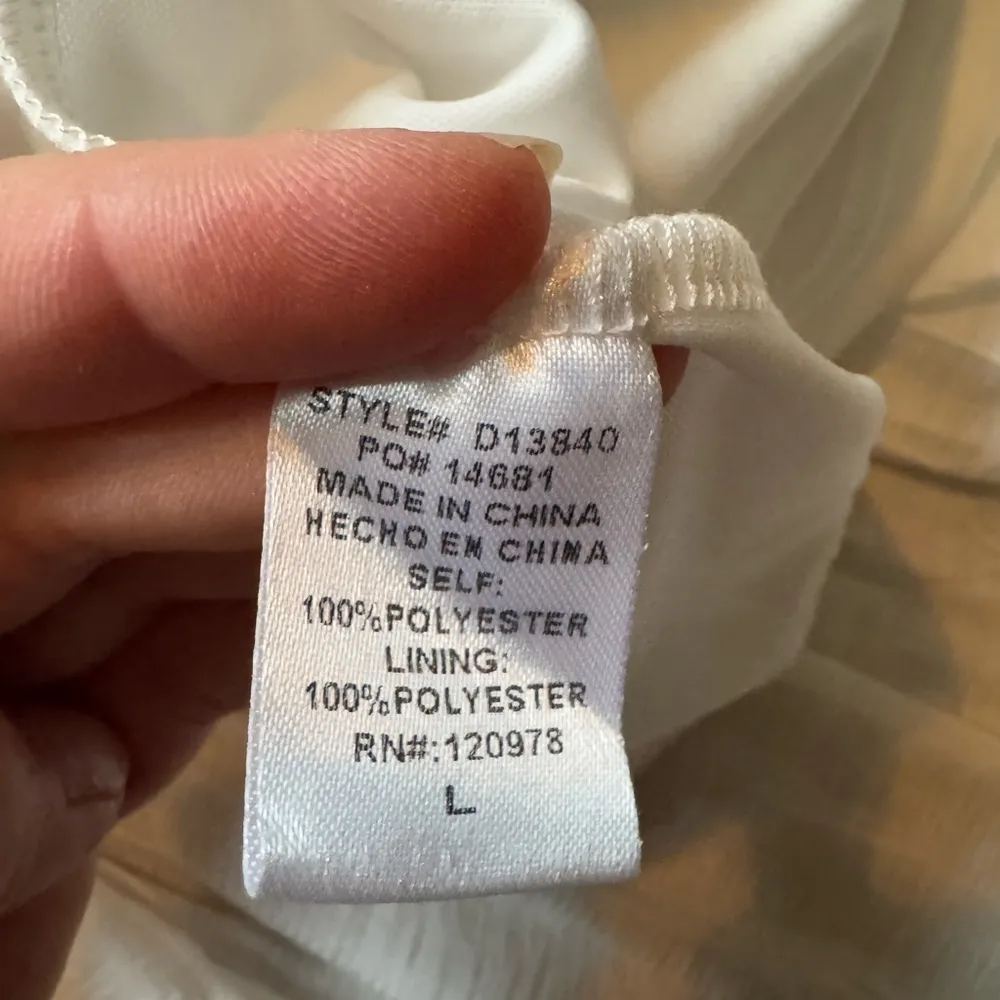 NWT,  White Deep V-Neck Ruffle Maxi Dress, large - Image 12