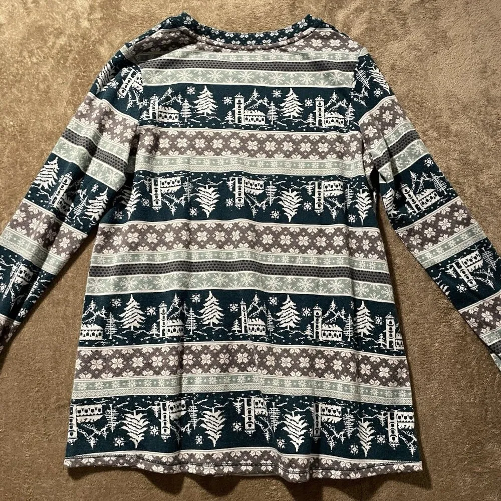 Cuddl Duds Pajama Set Womens Sz XS Apres Ski  Evergreen Pockets Pants Long Slv - Image 3