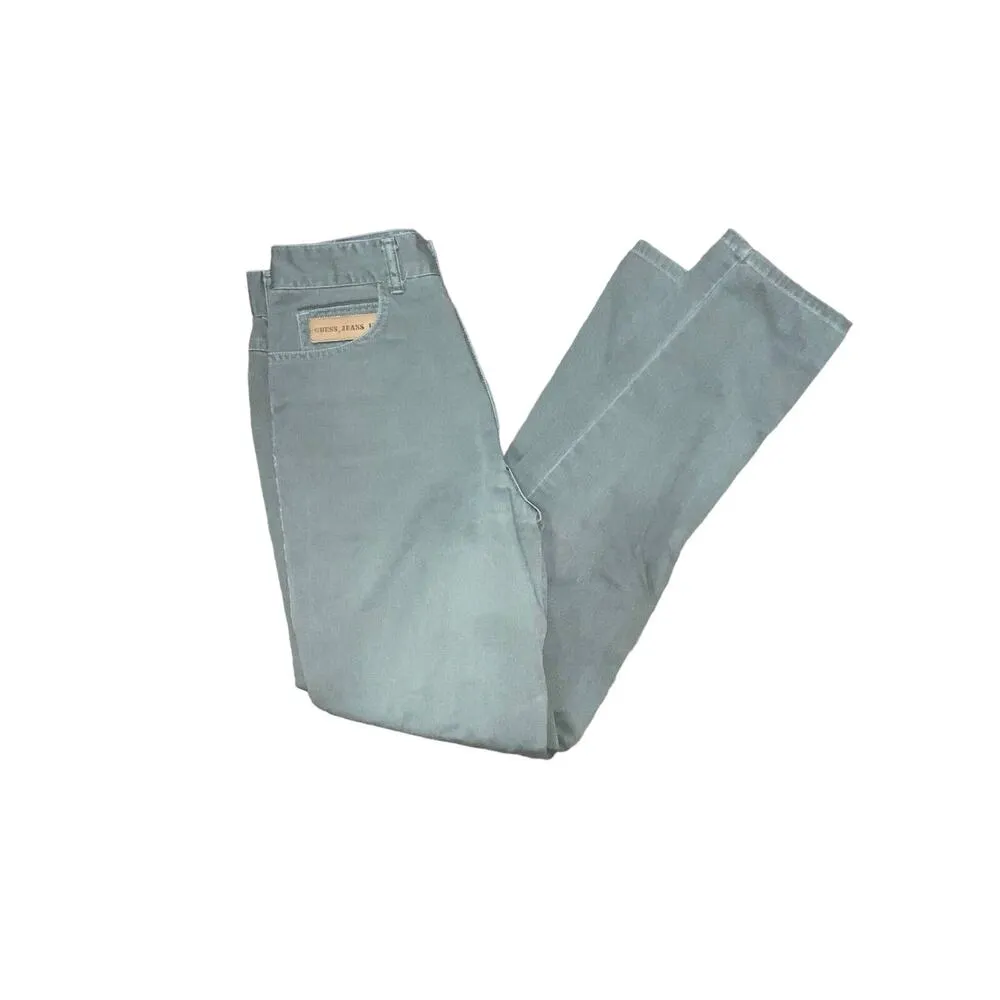 Vintage 90s Georges Marciano For Guess Sage Green DENIM Jeans Women's Sz 30 RARE - Image 3