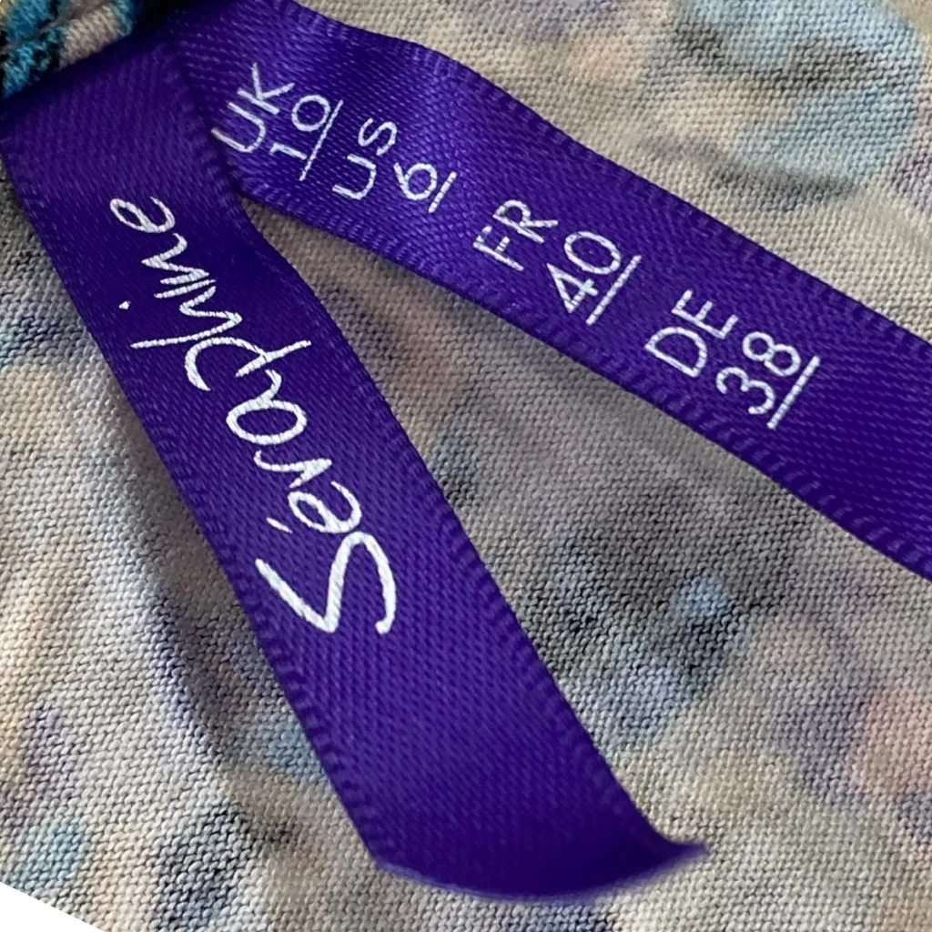 SERAPHINE Maternity scoop neck body con Floral Sleeveless Maxi Dress Size 6 Blue - Image 4