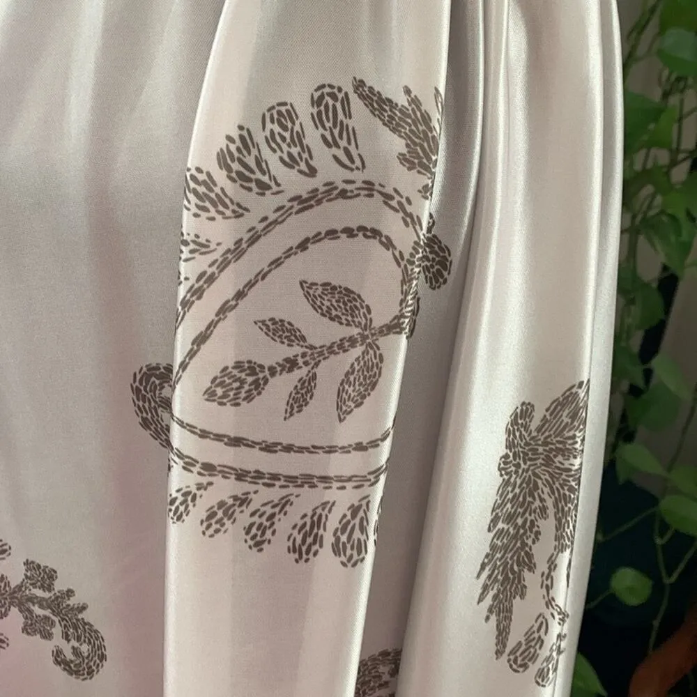 Zara Light Silvery Pearl Paisley One Shoulder Sarong Goddess Dress - S - Image 4