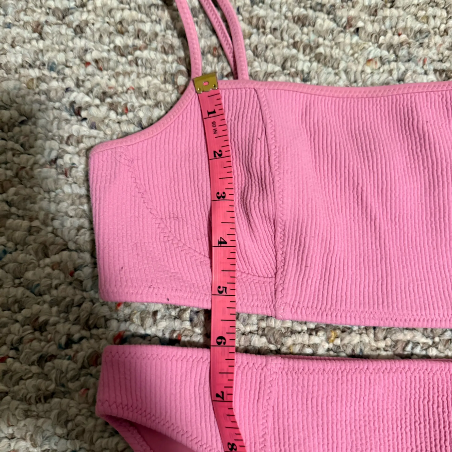 Ganni Pink Midnight Mauve Ribbed Texture Bikini Set- Size  Small - Image 7