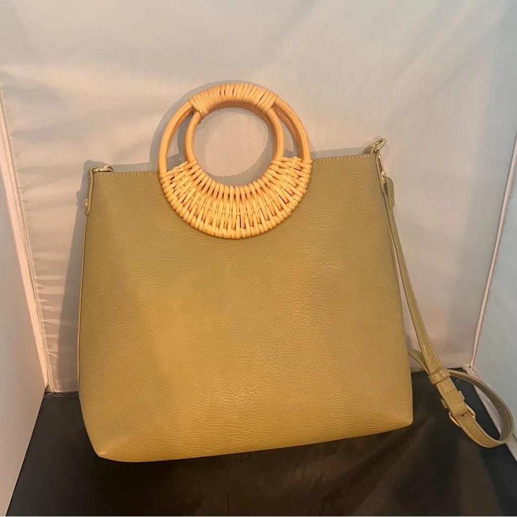 Antik Kraft Purse Vegan Rattan Sage handle shoulder strap snap in Accessory Bag - Image 6