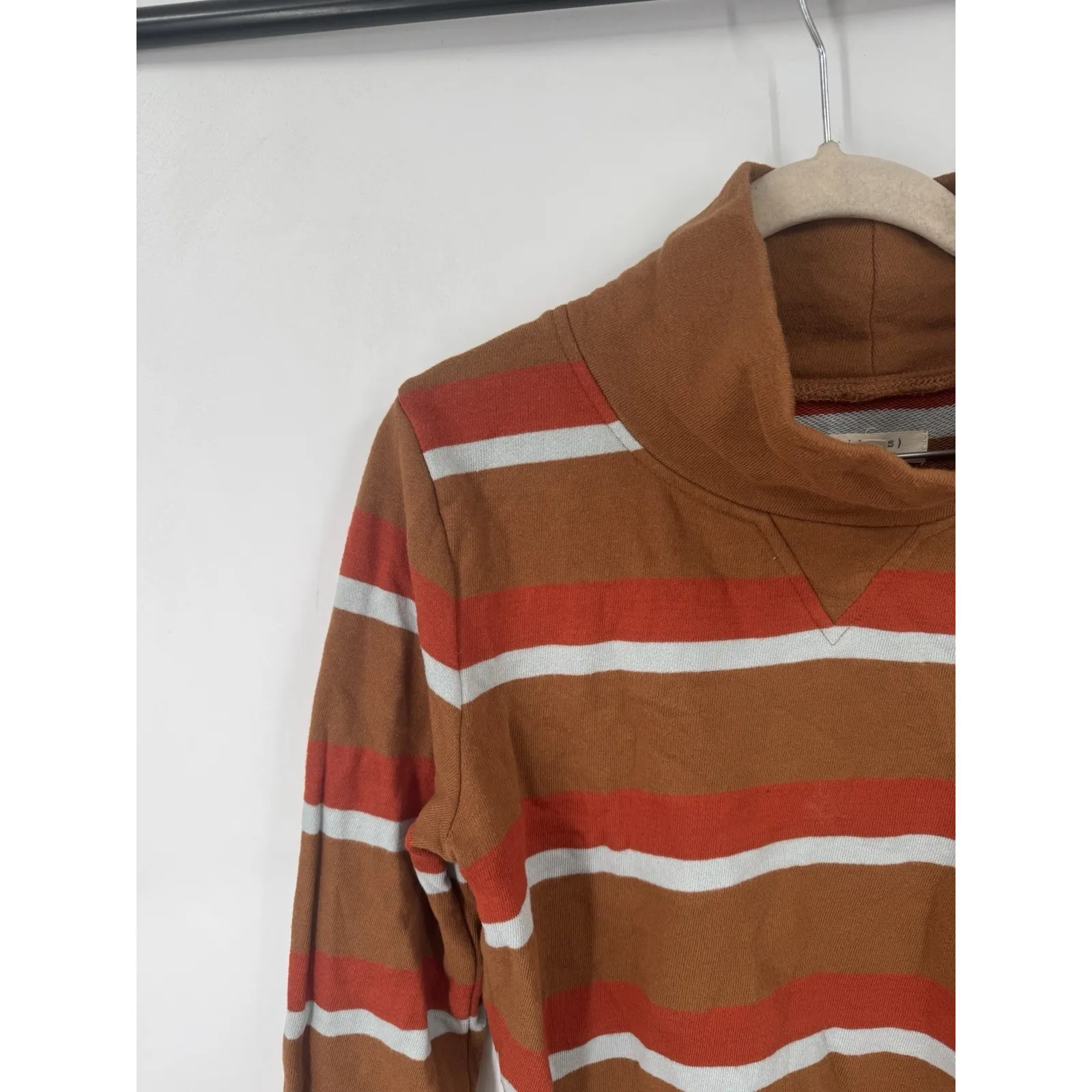 Madewell Miles Striped Turtleneck Sweatshirt Women Small Brown Granolagirl Indie - Image 8
