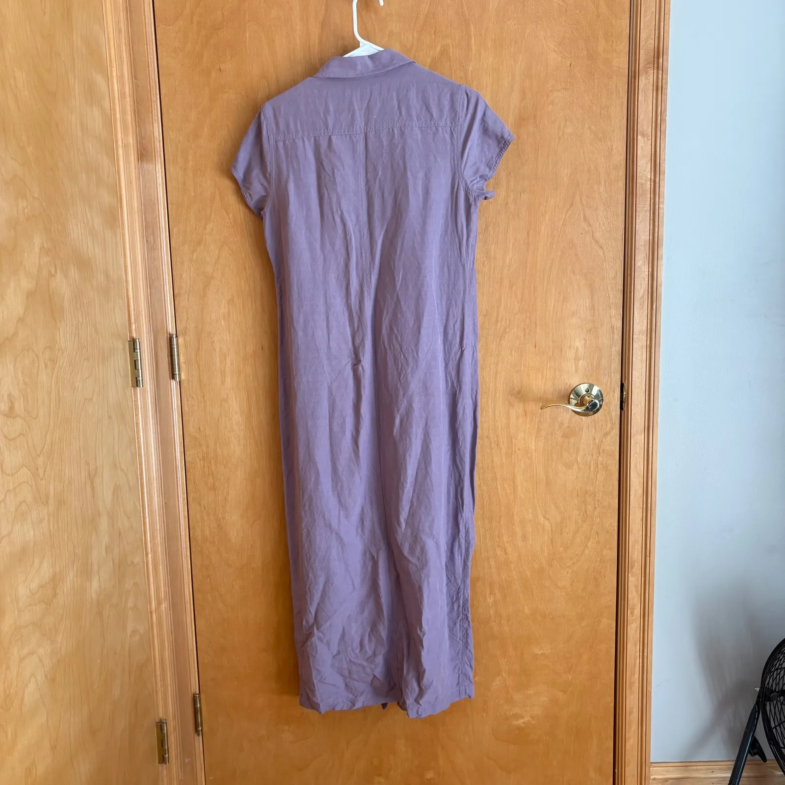 Easy Spirit Silk Linen Button‎ Down Midi Dress Womens Size 6 Purple Lavender - Image 7