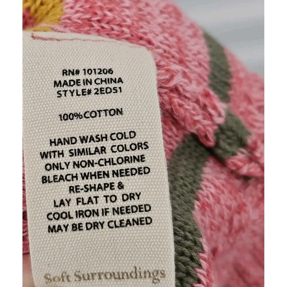 Soft Surroundings Womens Sweater Size L Striped Textured Knit Pullover Pink Blue - Image 7