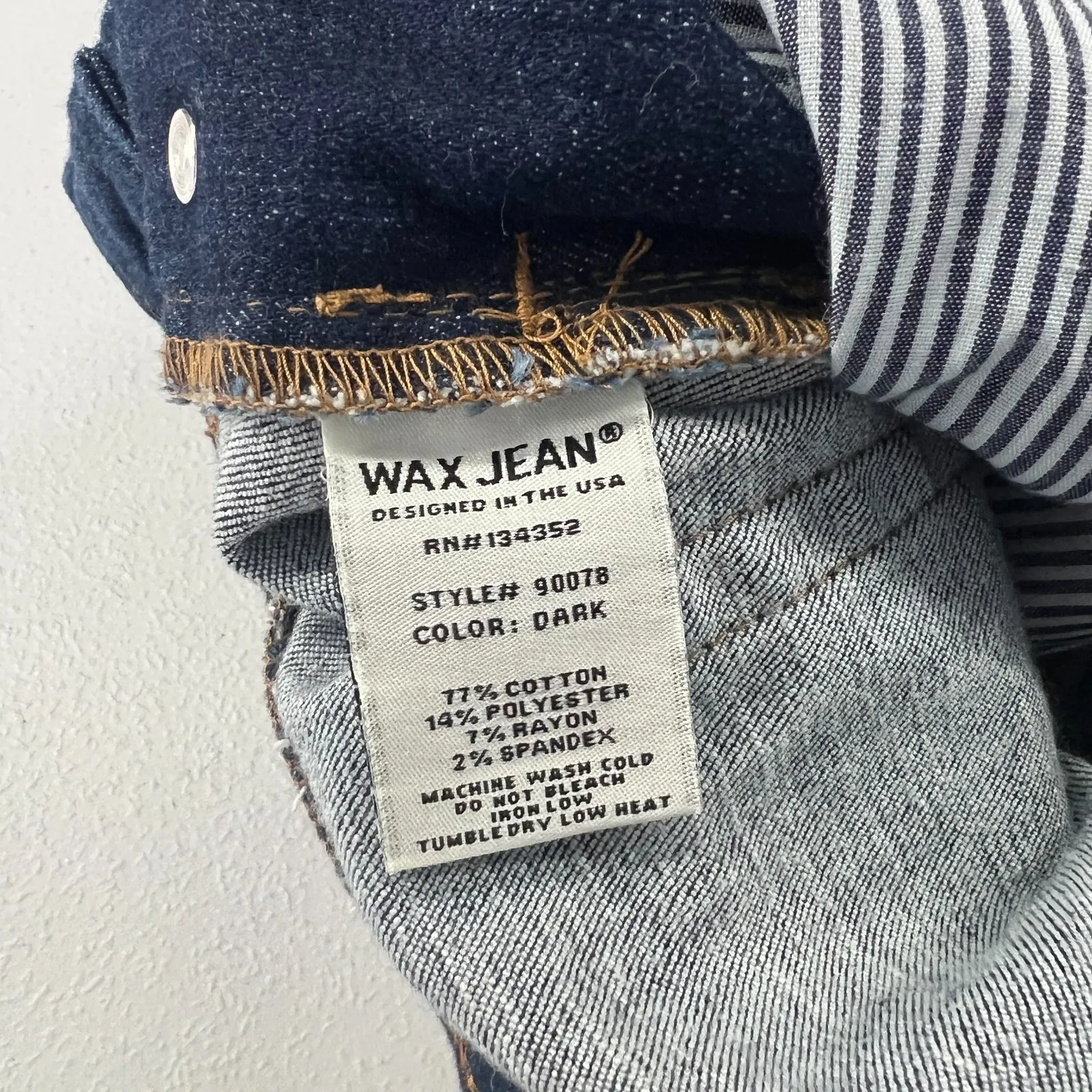 Wax Jean Shortalls Womens Medium Blue Denim Cotton Stretch Mid Rise Cuffed Hem - Image 14