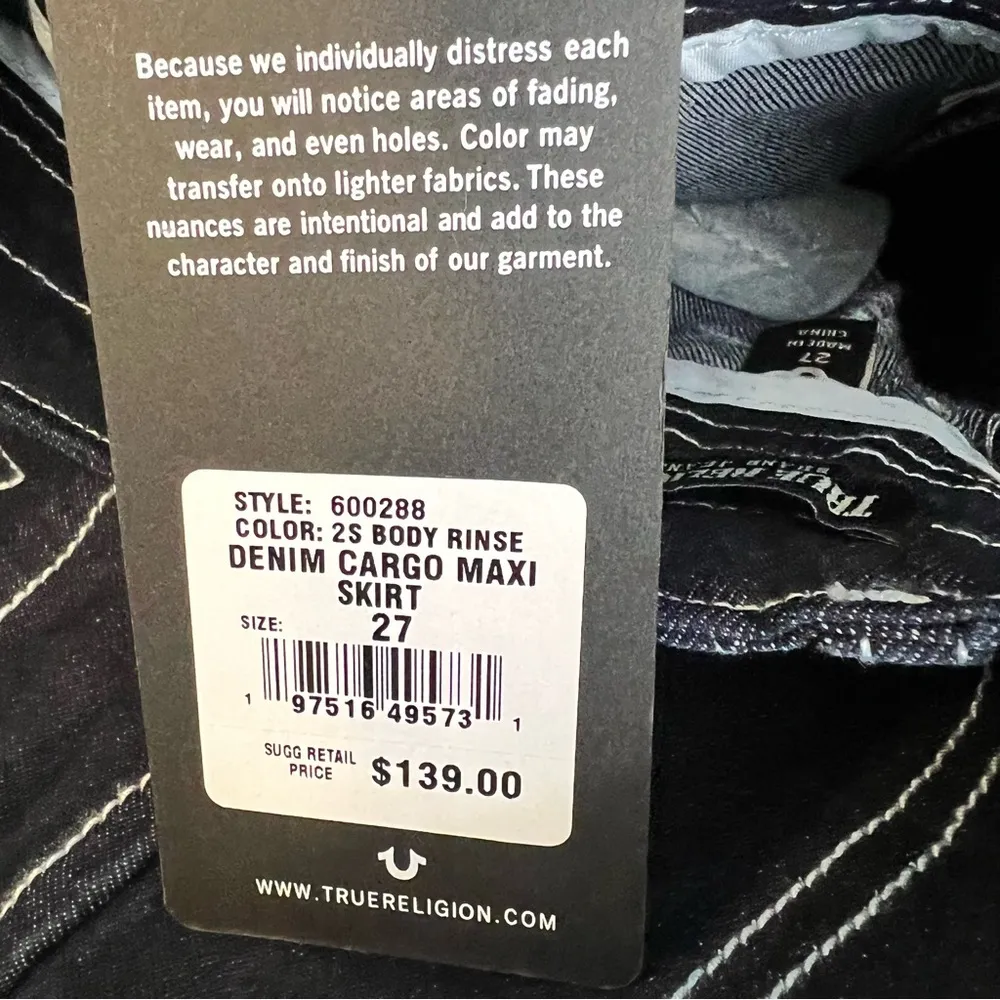 True Religion denim cargo maxi skirt size 27 NWT - Image 6