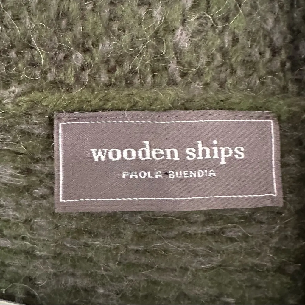 Wooden Ships Open Cardigan Knit Wool Mohair Blend Women’s Small Medium Green - Image 5
