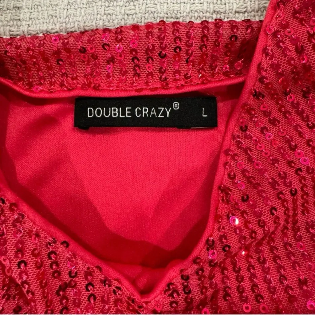 Double Crazy Sparkly Pink Sequin Romper - Image 3