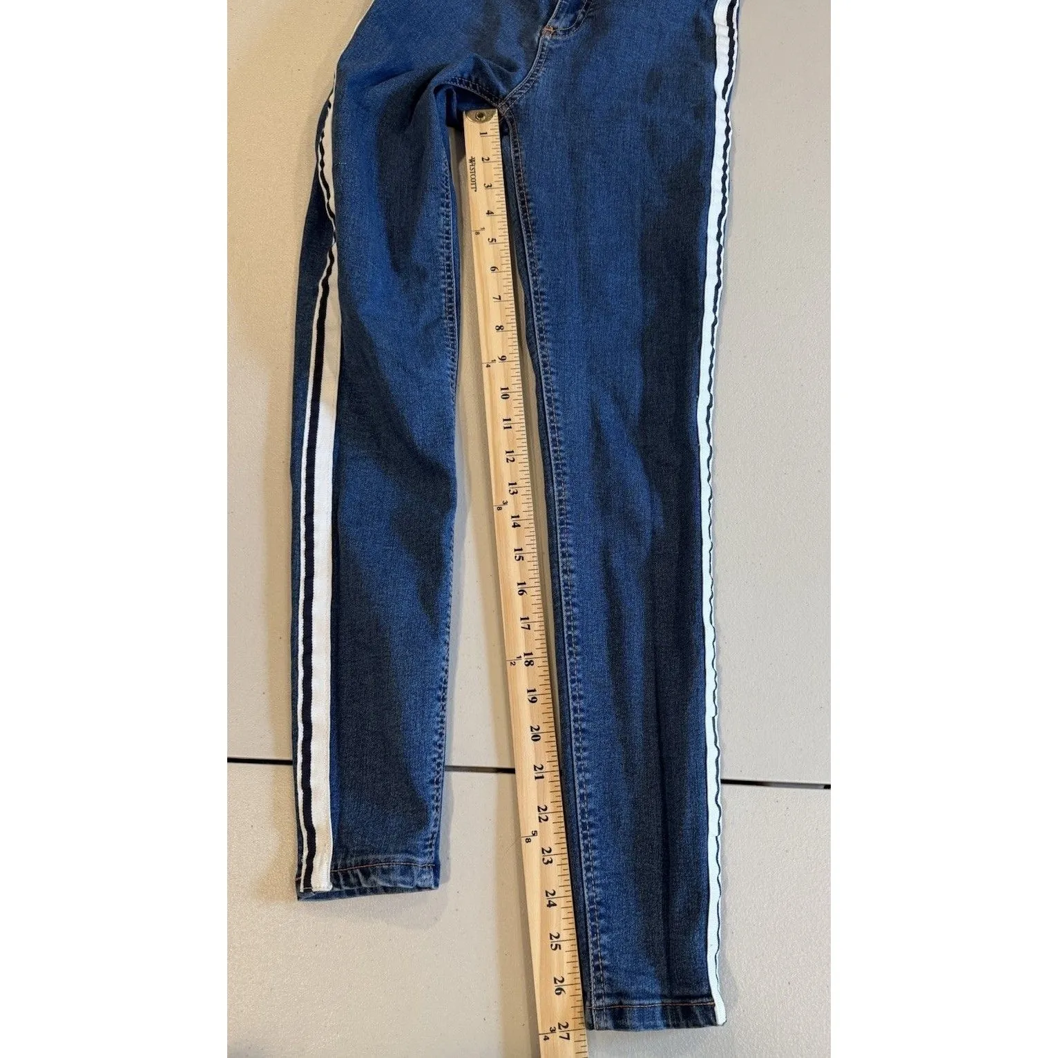 Zara Skinny Jeans Womens 23" Trafaluc Striped Preppy Coastal Travel Cottage - Image 4