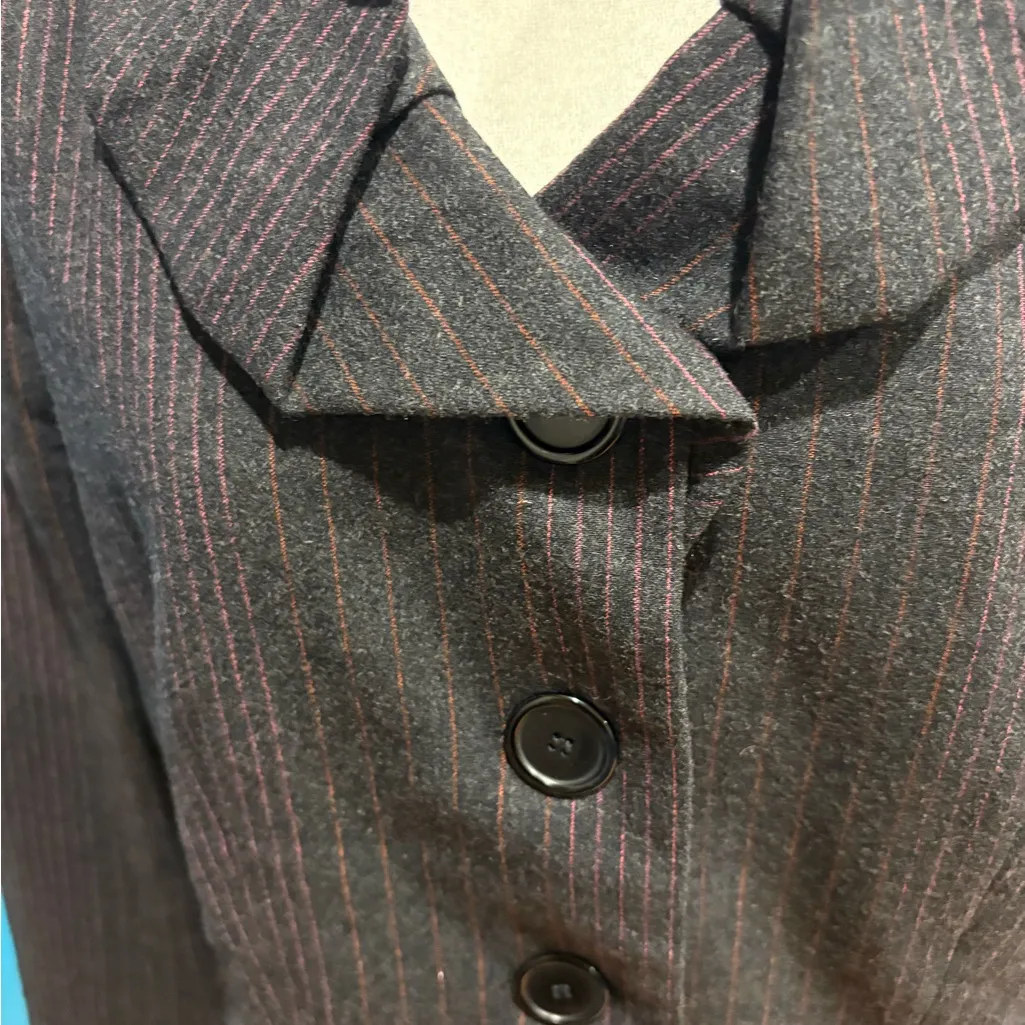 ZAPA Paris wool pinstripe jacket rouched collar gray sz M L Size M - Image 2