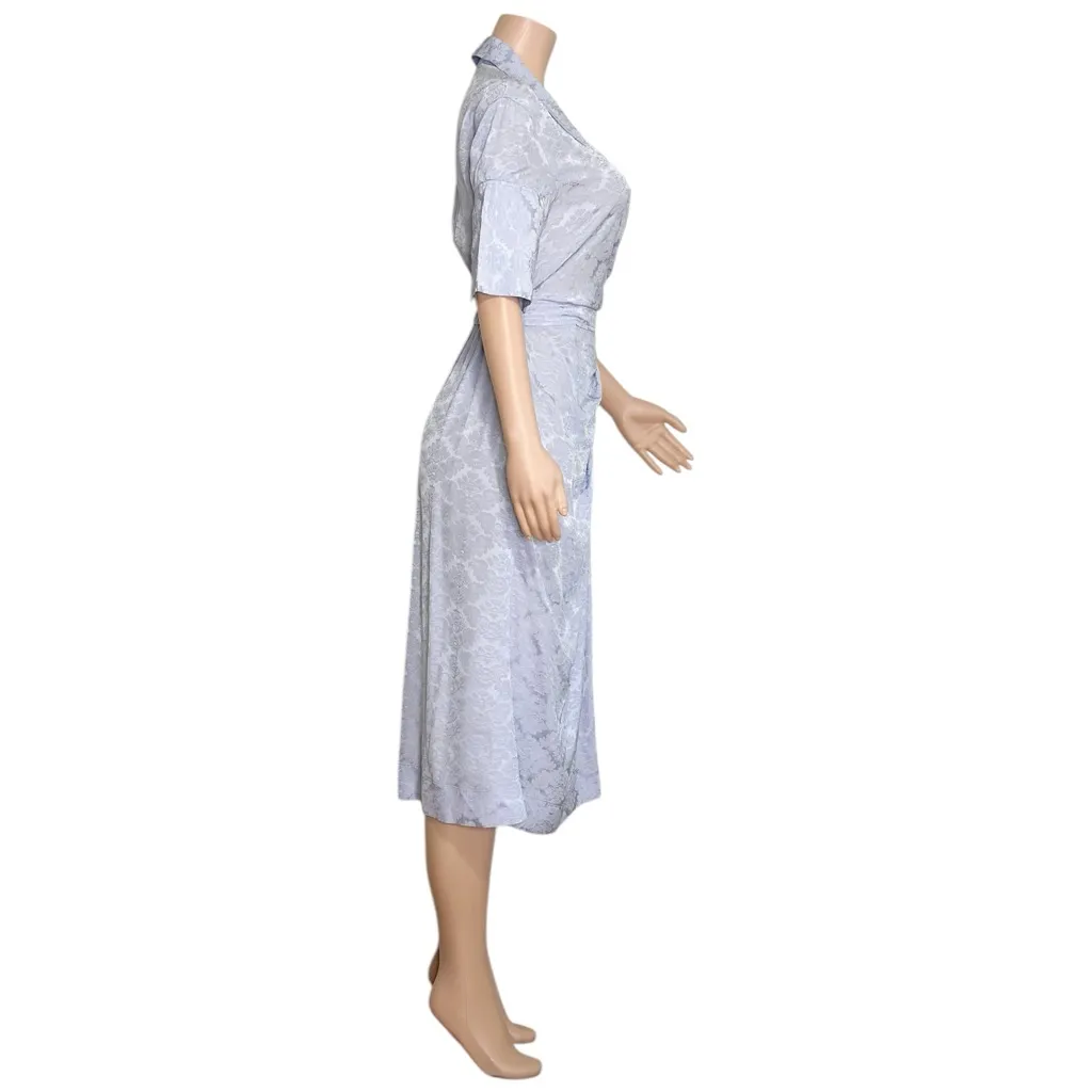 GANNI Jacquard Satin Wrap Midi Dress, Lilac Cosmic Sky, FR34/US2 - Image 10