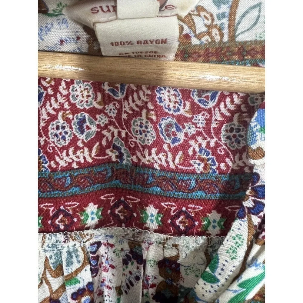 Sundance Jessamyn Peasant Top XS Floral Boho Lace Inset Bohemian - Image 3