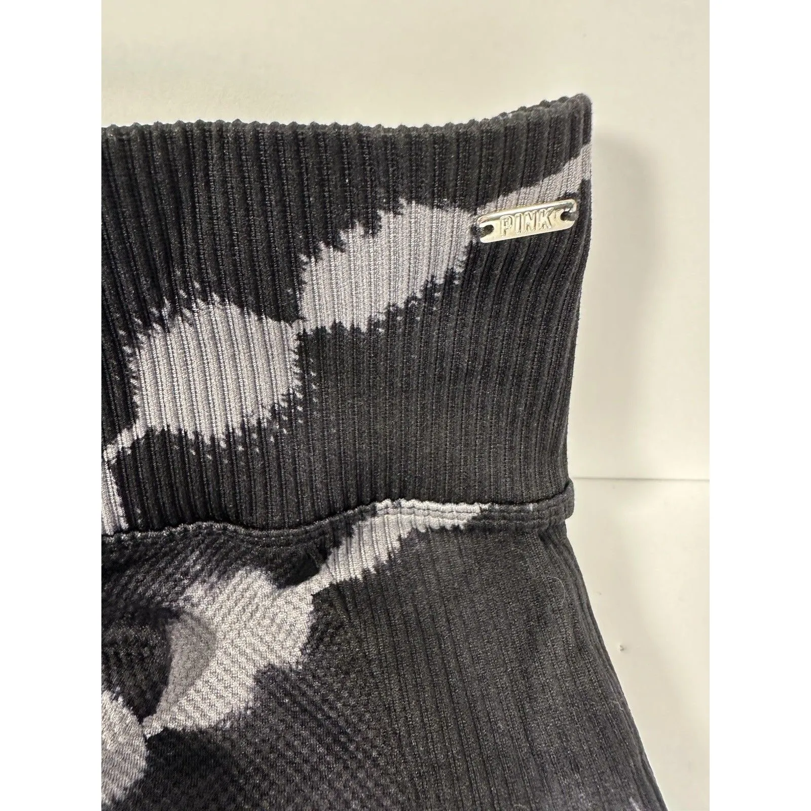 Victoria's Secret VS PINK Active Biker Shorts Black & Gray Tie Dye Size XL - Image 3