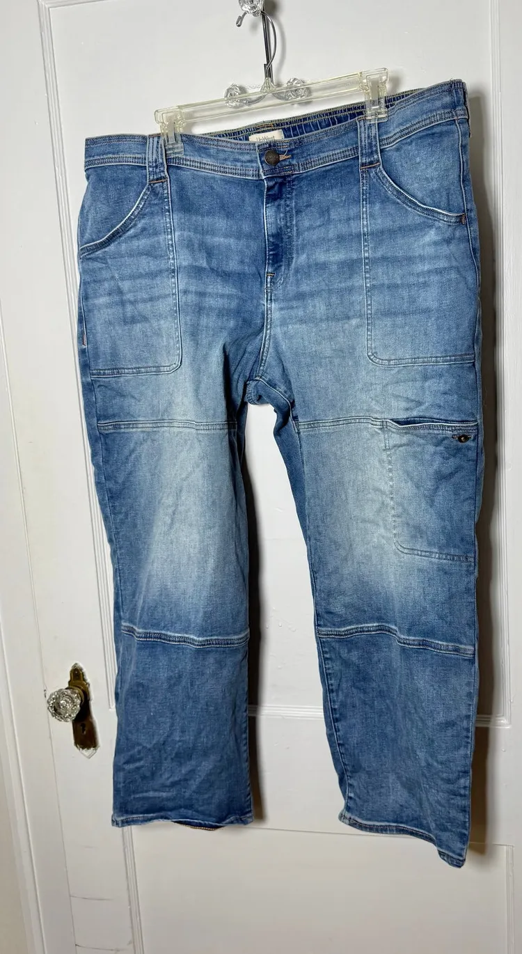 Up West Medium Wash Blue Denim Jogger Cargo Elastic Jeans Women's Size XL - Image 1