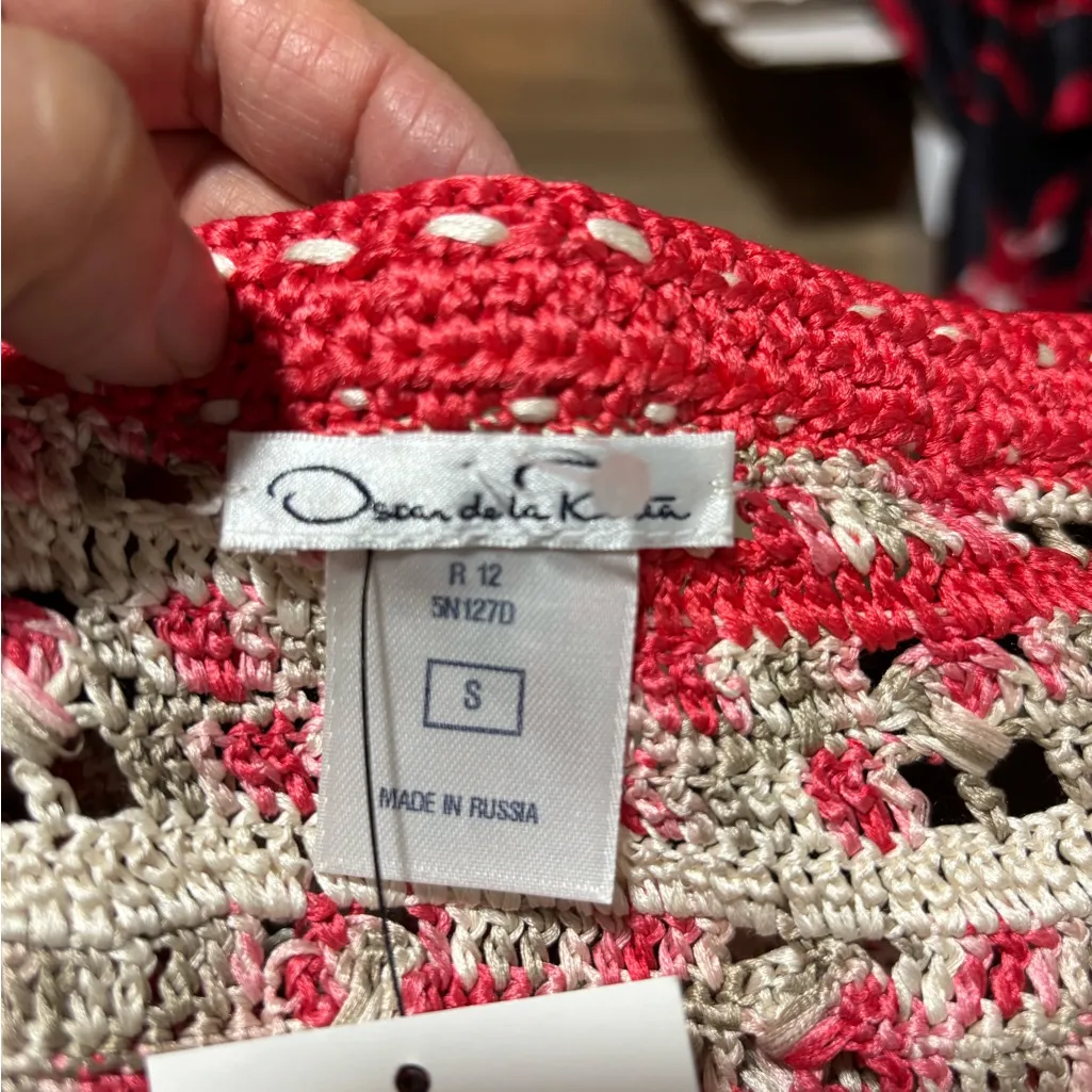 NWOT Oscar de la Renta Coral and Cream  crochet Knit dress - Image 6