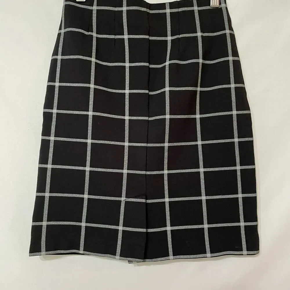 Amanda Chelsea Black Window Pane Plaid Mini Skirt Dark Academia Women XS Stretch - Image 8