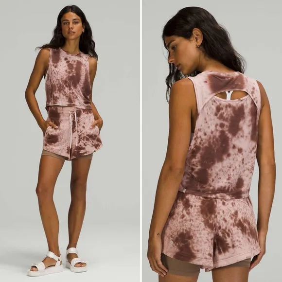 LULULEMON Cut Back Crop Tank Top in Marble Dye Silky French Press Size 4 (?) - Image 2