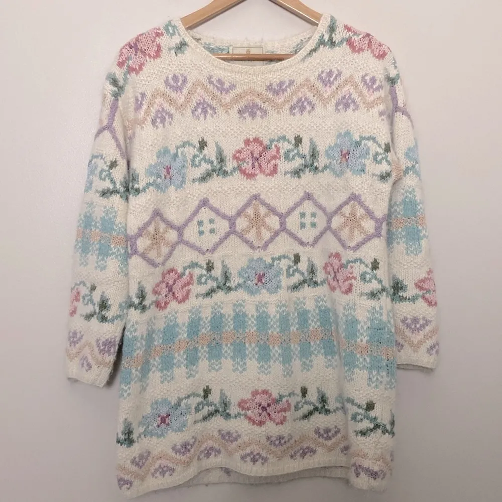 Express Tricot Vintage 90’s Floral Angora Silk Blend Sweater Size S - Image 13