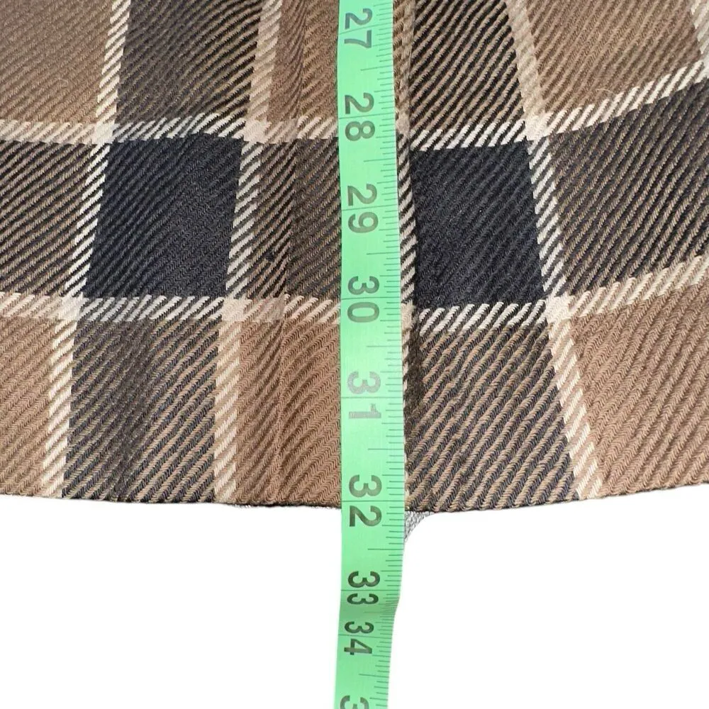 90s Vintage Plaid Wool Midi Skirt High Rise 12 | Dark Academia Preppy Scholarly Black - Image 7