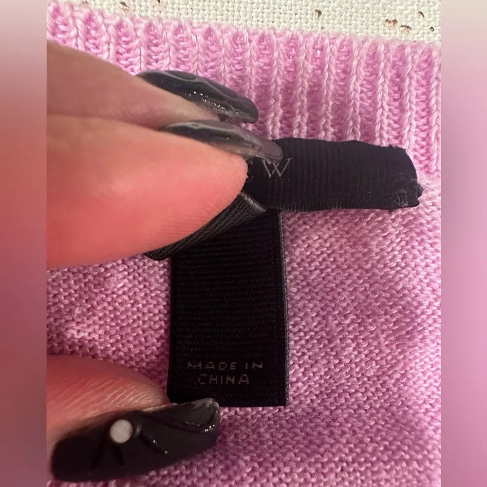 EUC J CREW Linen High-Low Hem Sweater Pink purple color sz S - Image 4