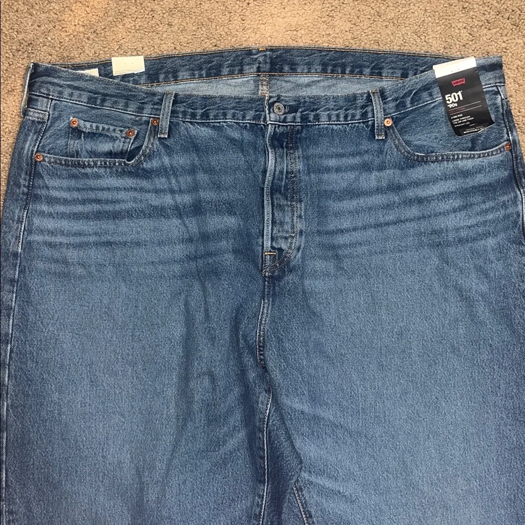 Levi's 501 ‘90s Rigid Loose Straight Leg Jean Not My News Channel Blue 22W - Image 6