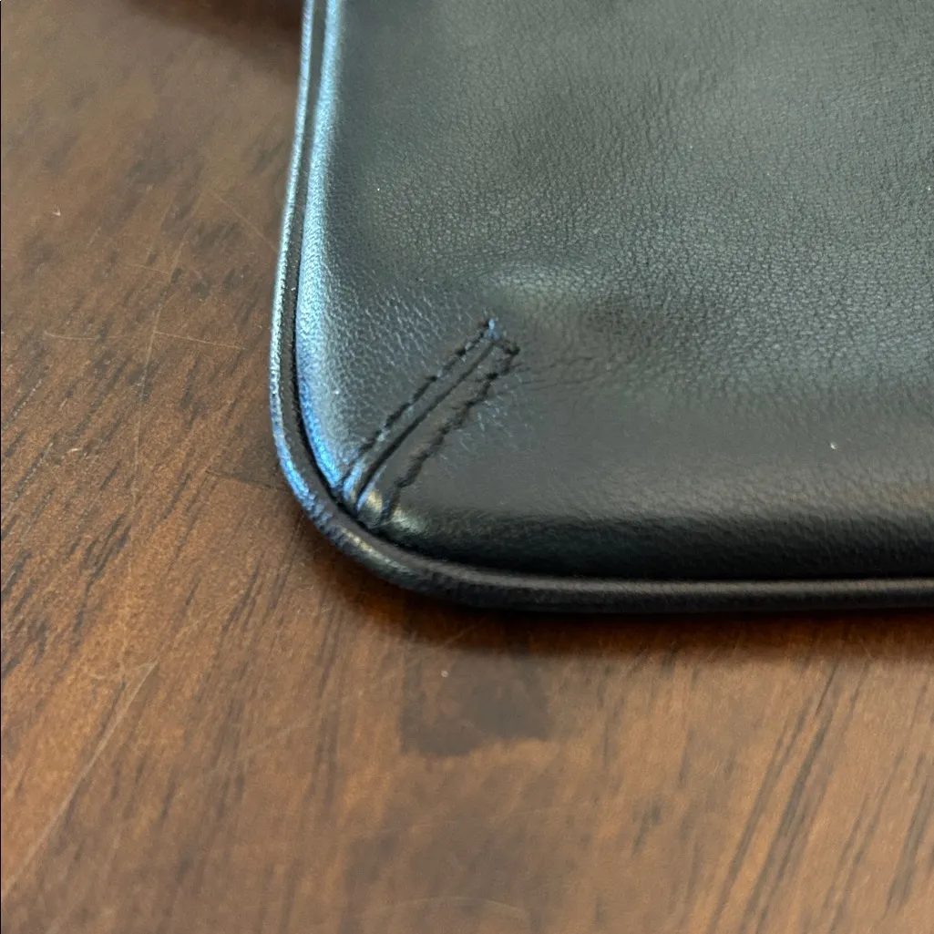 Coach Beautiful Black Leather Wristlet with Strap Soft Supple Leather EUC - Image 6