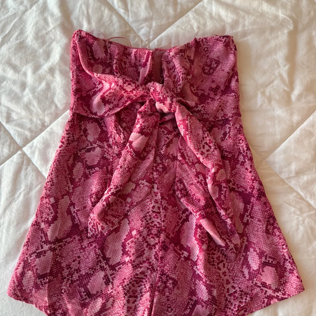 Buddy Love Pink Snakeskin Strapless Romper - Image 2